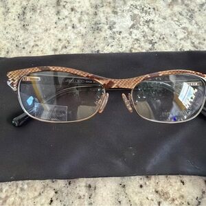 Jimmy Choo Women’s Brown Tortoiseshell Half-Rim Glasses